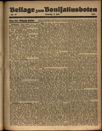 Zweite Ausgabe vom Sonntag, den 05. Juli 1931.