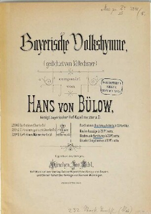 Bayerische Volkshymne : (ged. von M. Oechsner)