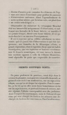 Anecdotes scientifiques inédites.