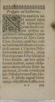 Praefatio ad Lectorem.