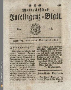 No. 38. Dienstag, den 20ten September 1808
