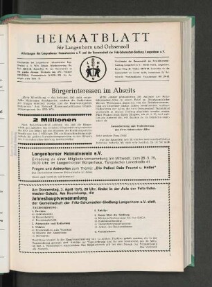 Jahreshauptversammlung der Gemeinschaft der Fritz-Schumacher-Siedlung Langenhorn e. V.