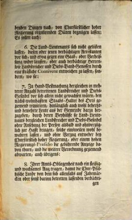 Instruction Vor die sämmtliche Chur-Pfältzische Land-Lieutenants
