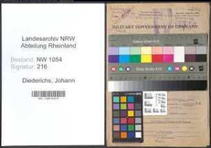 Entnazifizierung Johann Diederichs , geb. 25.09.1898 (Rangieraufseher)