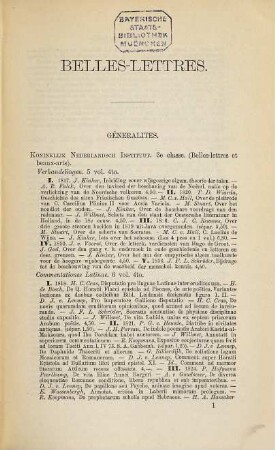 Sciences, Belles-Lettres et Arts dans les Pays-Bas surtout au 19e siècle : Bibliographie systematique, 1