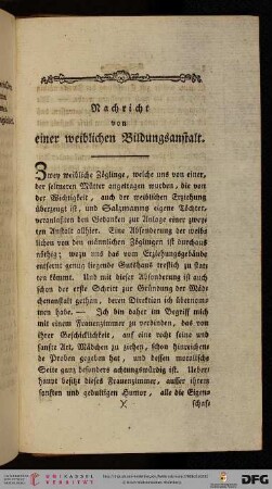 Christian Carl André (Fürstl. Waldeck. Educationsrath): Nachricht von einer weiblichen Bildungsanstalt