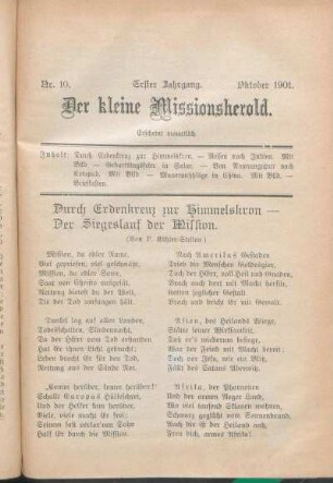 Nr. 10. Erster Jahrgang. Oktober 1901.