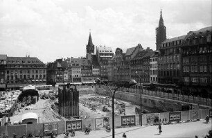 Straßburg: Tiefgaragenbau am Place Kleber, vom Balkon des Hotel Maison Rouge