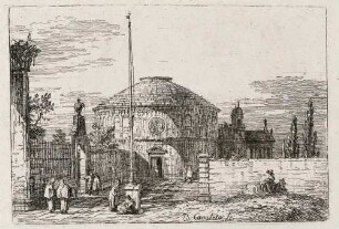 Italienische Idealveduten, I: Capriccio mit einer Kuppelkirche