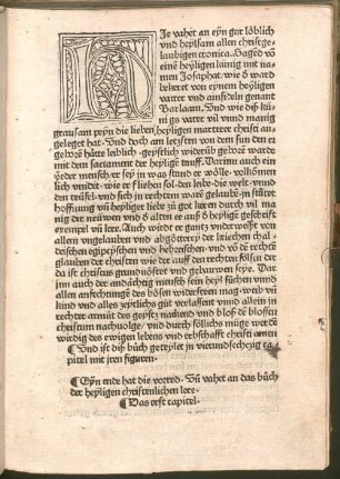 Hje vahet an eÿn gar loeblich vnd heÿlsam allen christgelaubigen cronica. Sage[n]d vo[n] eyne[m] heÿligen künig mit namen Josaphat/ wie d[er] ward bekeret von eÿnem heÿligen vatter vnd ainsideln genant Barlaam : [übers. aus dem Lat.]