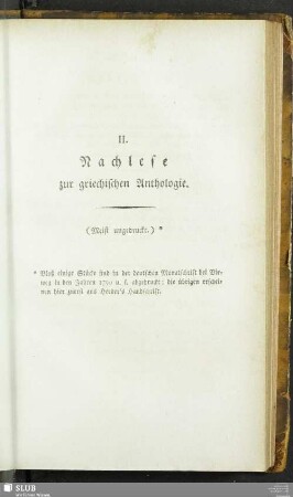 II. Nachlese zur griechischen Anthologie