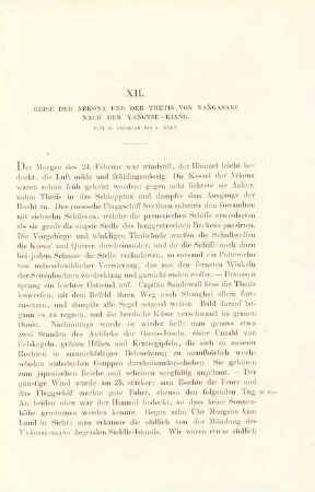 XII. Reise der Arkona und der Thetis von Nangasaki nach dem Yangtse-Kiang. Vom 24. Februar bis 2. März 1861