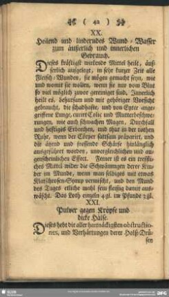 XXI. Pulver gegen Kröpfe und dicke Hälse