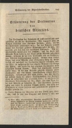 Erläuterung der Declination des deutschen Adjectivs.