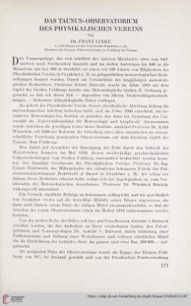 Das Taunus-Observatorium des Physikalischen Vereins