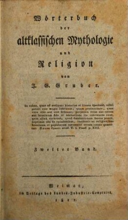 Allgemeines Mythologisches Lexicon : aus Original-Quellen bearbeitet, Zweite Abtheilung. Wörterbuch der altklassischen Mythologie und Religion