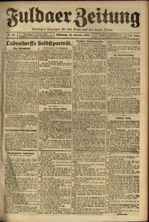 Ausgabe vom Mittwoch, den 22. Februar 1922.