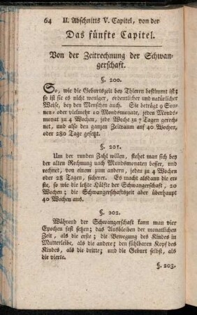 Das fünfte Capitel. Von der Zeitrechnung der Schwangerschaft