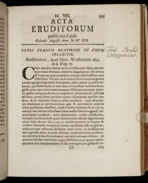 N. VIII. [...] Calendis Augusti Anno M DC XCII.