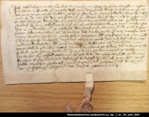 Ulbed Feezna in Larrelt verkauft der Kommende Abbingwehr drei Moorstücke = OUB II, Nr. 1367, S. 394 Anhängendes Siegel verloren
