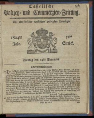 52tes Stueck, Montag den 24ten December 1804