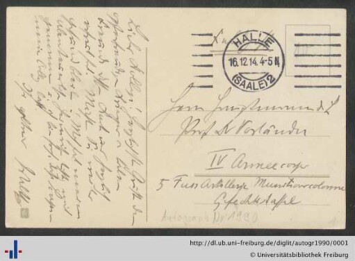 Postkarte, 16.12.1914