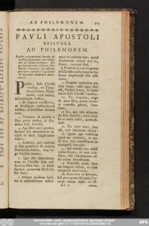 Pauli Apostoli Epistola Ad Philemonem.