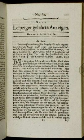No. 81. Den 9ten October 1789.