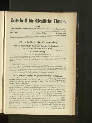Heft XXIII. 15. Dezember 1906.