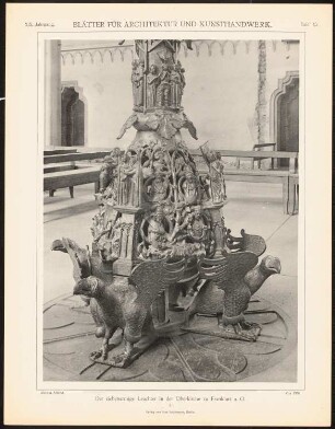 Siebenarmiger Leuchter in der Oberkirche, Frankfurt/Oder: Ansicht (aus: Blätter für Architektur und Kunsthandwerk, 19. Jg., 1906, Tafel 15)