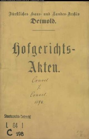 Cruwel, Werner gegen Christian Cruwel - Schuldforderung