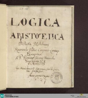 P. logica aristotelica - Cod. Ettenheim-Münster 190