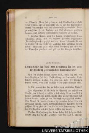 Dritte Abteilung. Terminologie der Rose oder Erklärung der bei ihrer Beschreibung gebräuchlichen Kunstausdrücke.