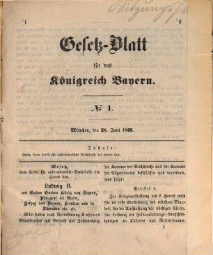 Gesetzblatt für das Königreich Bayern. 1866/69