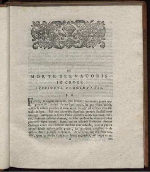 De Morte Servatoris In Cruce Succincta Commentatio