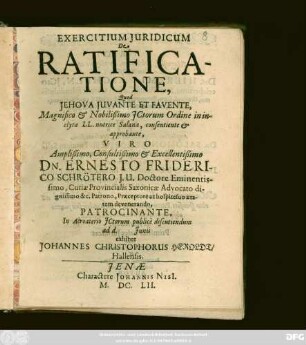 Exercitium Iuridicum De Ratificatione
