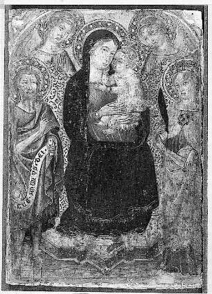 Maria mit dem Kind, zwei Heiligen und zwei Engeln