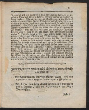 Zum Disputiren werden nebst dieser Einladungsschrift ausgesetzet: