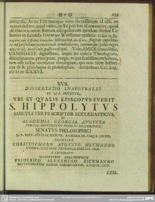 XVII. Ubi Et Qualis Episcopus Fuerit S. Hippolytus