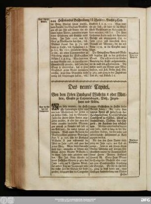 Das neunte Capitel. Von dem Leben Landgraf Wilhelm II. oder Mittlern, Grafen zu Catzenelnbogen, Dietz, Ziegenhayn und Nidda.