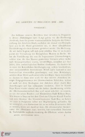 27: Die Arbeiten zu Pergamon 1900-1901, [1], Vorbericht