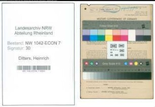Entnazifizierung Heinrich Ditters , geb. 23.08.1902 (Schreiner)