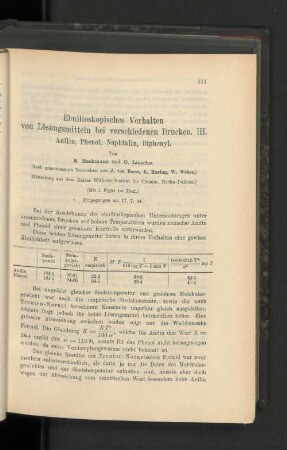 Ebillioskopisches Verhalten von Lösungsmitteln bei verschiedenen Drucken. III. Anilin, Phenol, Naphtalin, Diphenyl.