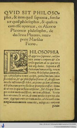 Albinus Platonicus: Quid sit philosophia...