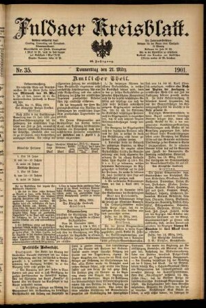 Erste Ausgabe vom Donnerstag, den 21. März 1901.