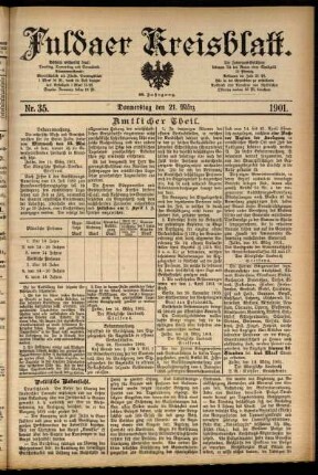 Erste Ausgabe vom Donnerstag, den 21. März 1901.