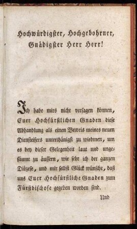 Hochwürdigster, Hochgebohrner, Gnädigster Herr Herr!