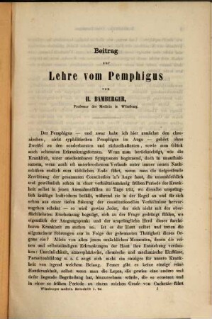 Würzburger medicinische Zeitschrift. 1, 1. 1860