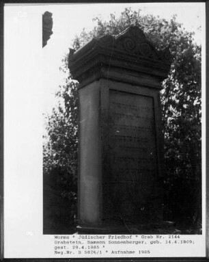 Grabstein von Samson Sonnenberger (gestorben 1885.04.29)