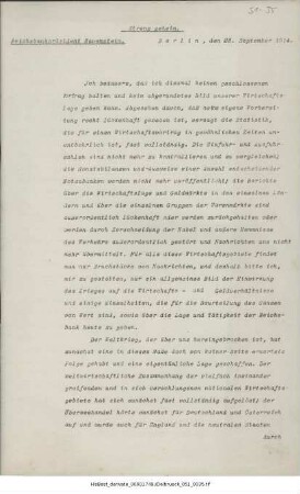 Denkschrift zur Wirtschaftslage